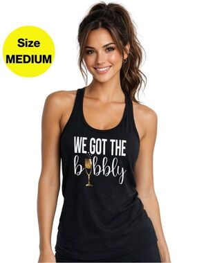 3/for $15 🍒 'We Got The Bubbly' Graphic Racerback Tank Top (Women’s Size Medium)